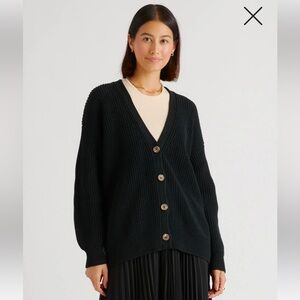 Quince Organic Cotton Oversized Boyfriend Cardigan